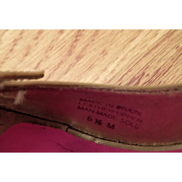 Lilly Pulitzer Tan &‎ Gold Patent Nude Leather wedge Peep Toe Resort Heels 6.5 - Picture 6 of 11